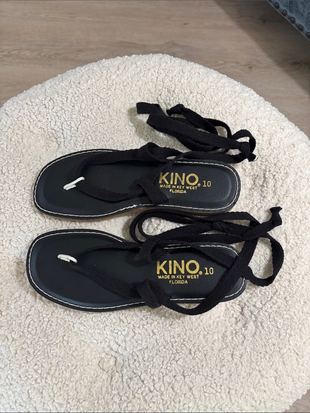 Never worn Black Kino sandals Jesus strap wrap tie size 10 NEW